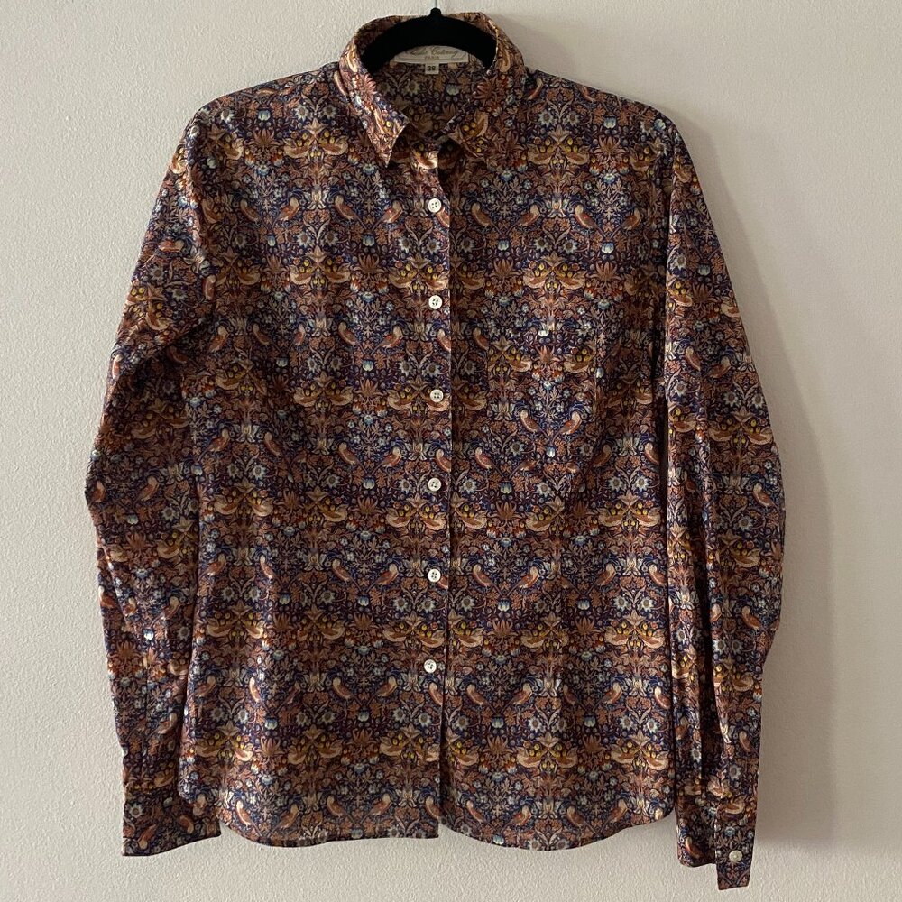 Charles Cotonay Paris Liberty Printed Cotton Button-Down Blouse Size 38 EU